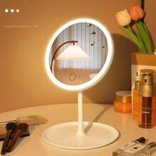 Adjustable LED Makeup Mirror, Smart Tri-Color Light & Brightness Control, One-Touch Screen USB Charging, 180° Rotating Desktop HD Mirror, Detachable Storage Tray, Suitable For Bedroom, Bathroom, Bedside, Dorm, Great Gift For Mother's Day, Birthday, Women - Round - View 16