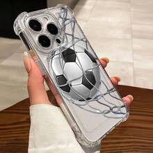 1 Stück neuer Fußball transparenter Luftpolster Sturzsicherer/Verstärkter transparenter TPU Schutzhülle kompatibel for  17/16/15/14/13/12/11/Plus/Pro/Pro Max/17 Air and Galaxy S26/S25/S24 Plus/S23/S22/S21 Ultra and Galaxy A series - Transparent-1 - Übersicht 3