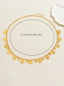 1pc Middle Eastern Style Coin Embossed Long Necklace, Women's Daily Commute & Festival Accessory - Yellow Gold - View 8