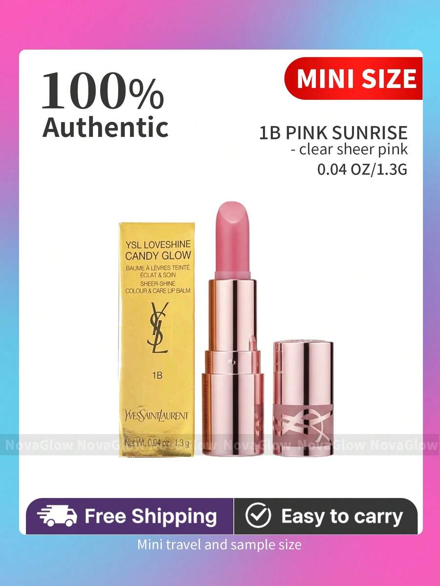 YSL Candy Glow Tinted Butter Balm Glow Lip Balm Loveshine Mini 1B Pink Sunrise 0.04oz/1.3g - 1B Pink Sunrise - 查看 1