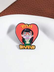 1pc Retro Cartoon Character Girl Brooch, Funny Glasses & Braces With Slogan Decor, Cartoon Animation Theme Badge, Unisex Design, Everyday Accessory & Gift - Multicolor - View 7