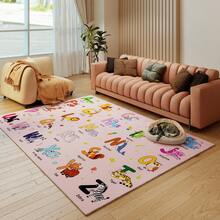 Kids Educational Animal Alphabet Rug, Soft Non-Slip Washable Carpet, Cute Cartoon ABC Learning Mat For Playroom Classroom Toddler Nursery Decor, 4x5 Ft / 3x4 Ft, Beige Blue Pink - Màu Hồng baby - Xem 7