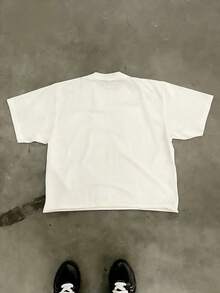 [Cotton T-Shirt] Tween Boy Cotten Clothes,Y2K-Inspired Letter Print T-Shirt - Casual Crew Neck, Short Sleeve, Machine Washable - Perfect For Spring/Summer/Fall,Fashion, Streetwear, Unisex, Men, Women - 白色 - 查看 3