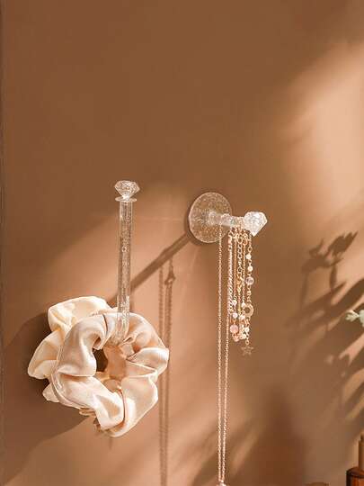 1pc/2pcs/3pcs/5pcs Jewelry Organizer Rack, Wall-Mounted Storage Holder, Bracelet Hanger, Hair Clip Rack, Hair Band Hook, Bathroom Hook, Damage-Free Hook, Key Holder, Wall Decor, Wall-Mounted Storage Rack, Suitable For Hanging Necklaces, Jewelry, Bracelets, Bathroom Items