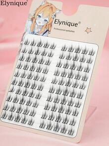 100片装自然卷翘纤长假睫毛，C型卷翘，10-13毫米，黑色睫毛梗，3D立体自然上翘假睫毛，日本单根睫毛簇，适合派对、夜店等场合的化妆工具 - 查看 3