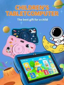 Qetupa 7-Inch Children's Tablet PC, Astronaut Android 13 A133 Quad-Core 1.6GHz Processor, 2GB RAM+32GB ROM, 1024*600 IPS Touchscreen, 3000mAh Battery, 0.3MP+2.0MP Dual Camera, 2.4G 802.11b WiFi, With Parental Control, Educational Games, Shockproof Protective Case, Best Christmas, Halloween, Birthday Gift (Adapter Not Included) - Pink - View 7