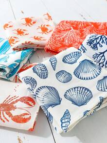 1 pieza Pañuelo de mujer de moda para verano con estampado de cangrejo, camarón y concha marina, protección solar y a prueba de viento, diadema decorativa para mujer para playa/vacaciones, ajuste elástico, adecuado para vacaciones en la playa - Multicolor - Ver 1