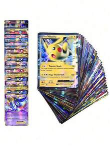 300pcs Pokemon Trading Cards, Pikachu Shiny Cards, Toy Cards, Battle Cards, Halloween Gift, Birthday Surprise Gift, Anime Fan Gift (Random Styles) - Multicolor - View 3