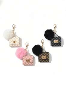 1pc Classic Retro Polka Dot Pattern Mini Pouch Keychain Earphone Case Keyring Holder Charm Fashion Accessory For Daily Use Cute Girly Stuff Kawaii Vacation Essentials Bag Accessories - Multicolor - View 2