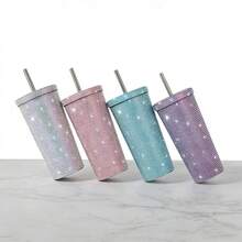 1pc 500ml 304 Stainless Steel Large Capacity Rhinestone Shiny Stainless Steel Insulated Water Bottle, Leak-Proof, Suitable For Birthday Parties, School Events, Holidays, Outdoor Sports, Home And Office Use, Gift For Friends - Multicolor - View 9