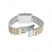 Fossil Reloj de pulsera de mujer con esfera rectangular de nácar con números romanos, de dos tonos, con cadena de metal, de cuarzo, de moda, adecuado para uso diario casual, citas, fiestas y otras ocasiones - Plata + oro - Ver 8
