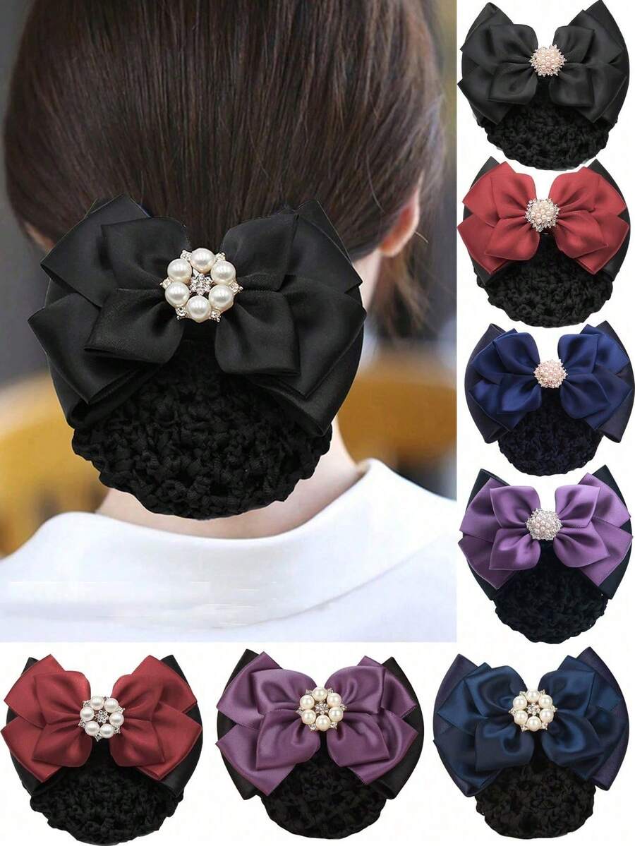 1pc Korean Style Pearl Hair Net, Professional Hair Accessory Suitable For Bank Tellers, Flight Attendants, Nurses, Hotel Staff And Other Hairstyling Tools,Summer,Holiday,Travel,Festival,Party - Multicolor - View 1