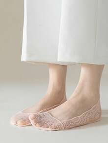 1/5/10 双装时尚女士夏季蕾丝防滑隐形短袜 - 彩色 - 查看 6