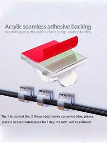 Outdoor Adhesive Cable Clips, Suitable For Christmas Light Clips, Decorative Clips, Self-Adhesive Hooks, Cable Management, Small String Light Accessories - White - View 7