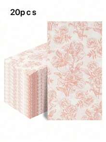 Bộ 20/40/60 khăn ăn mềm hình chữ nhật dài họa tiết hoa thu hải đường màu hồng 2 lớp, kích thước khi mở ra là 33cm x 40cm, dùng cho tiệc trưa, khăn lau khách, đồ trang trí, sinh nhật, kỷ niệm ngày cưới, tiệc tốt nghiệp - Nhiều màu - Xem 6