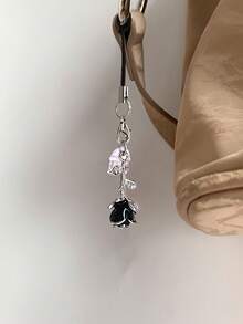 Enchufe antipolvo de aleación de rosa negra 3D con mosquetón y cuerda, accesorio multifuncional para teléfono, colgante para bolso, compatible con iPhone y puerto Tipo-C, regalo para amigos - Multicolor - Ver 8