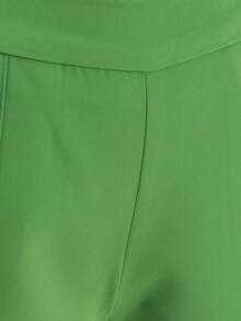 Women Solid High Waist Casual Office Shorts - Olive Green - View 3