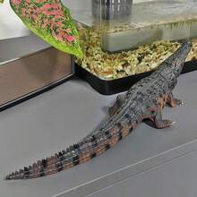 Realistic Solid Wild Animal Crocodile Model Figurine, Suitable For Yard, Garden, Miniature Farm, Plant Decor, Car Decor, Home Decor, Halloween & Christmas Decoration, Birthday Gift For Friends - Black - View 3