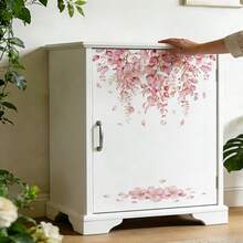 1片浪漫花叶图案马桶贴纸，适用于浴室装饰，自粘式浴室艺术装饰，粉色花朵马桶盖，粉色浴室墙贴，浴室装饰，装饰墙贴 - A-BH253034 - 查看 6