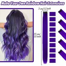 16 extensiones de cabello con clip, mechones de cabello morados para fiestas, extensiones de cabello suaves y largas, accesorios de cabelloíris para mujeres, niñas y niños, 55 - Putrefacción - Ver 9