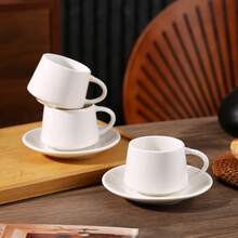 INS Style Cup & Saucer Set, Suitable For Drinking Espresso And Turkish Coffee, Also Suitable For Tea Tasting, Gifting, And Creative Home Decor, 90ml/3.16oz - G - View 4