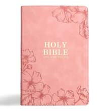 KJV Holy Bible, Giant Print With Cross-References, Soft Pink LeatherTouch With Floral Cover Design, Thumb Index, Ribbon Red Letter, Full-Color Maps - Default - View 1