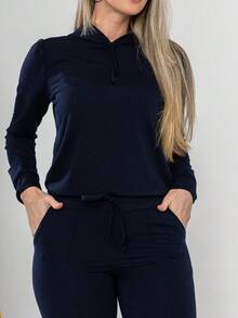 Casual Tracksuit Set Consisting Of A Top And Pants C3111 - 藏蓝色 - 查看 7