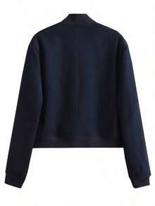 Chaqueta Bomber de Mujer, Chaqueta de Manga Larga y Manga Corta con Botones, Negra. - Negro - Ver 9