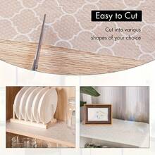 1 rollo de revestimiento para estantes de gabinete de cocina - Alfombrilla de cajón impermeable y sin adhesivo - Material EVA duradero, fácil de cortar, revestimiento para refrigerador, gabinete, armario con patrón de linterna moderna, revestimiento para estantes de almacenamiento de cocina - Blanco - Ver 5