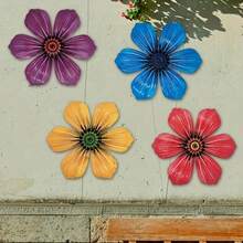2D Flat 4pcs Wall Floral - Acrylic Outdoor Wall Art, Suitable For Home And Garden Decor, Privacy Fence Or Perfect Accent For Spring/Summer Display, Garden Decor, Suitable For 11 Holidays - A - View 2