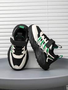 1 Pair Kids Sports Shoes, Boys & Girls, Comfortable Soft Breathable Versatile Lightweight Easy On/Off, Suitable For Indoor/Outdoor, Fashionable Casual Sneakers, New Arrival - Black - View 1