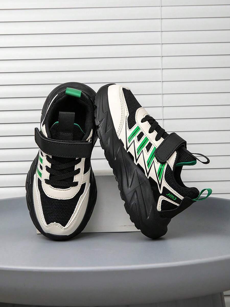 1 Pair Kids Sports Shoes, Boys & Girls, Comfortable Soft Breathable Versatile Lightweight Easy On/Off, Suitable For Indoor/Outdoor, Fashionable Casual Sneakers, New Arrival - Black - View 1
