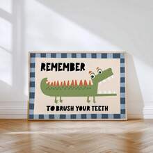 1pc Crocodile Pattern Bathroom Decor: Don't Forget To Brush Your Teeth - A - View 10
