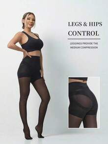 1/2 Pairs Women High Waist Butt Lifting Shaping Opaque Pantyhose - Fashionable Sexy High Elasticity Transparent Tights, Comfortable - Black - View 3