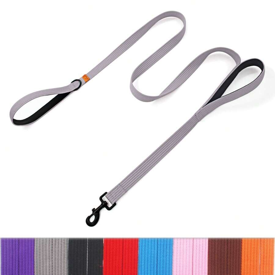 Heavy Duty Dog Leash - Dual Padded Handles Provide Extra Control, Suitable For Walking Medium To Large Dogs - Grey - View 1