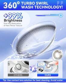 Contact Lens Cleaner Case, Ultrasonic Contact Lens Cleaning Machine With Lighted Mirror & Tweezer, Portable Care Tools For Home Travel, Daily Vision Care Device For Soft Hard Colored RGP Len - Grey - View 5