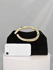 Dedoo 1pc Women's Elegant Black Velvet Handbag, Suitable For Formal Occasions, Weddings, Birthday Parties And Graduation Ceremonies, Luxury Velvet Evening Bag - Black - View 8