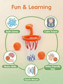 Bathroom Toys - Bathtub Basketball Hoop For Kids & Toddlers, Bathroom Toys Shower Toys, Suction Cup Basketball Hoop With 3 Soft Balls Set For Boys & Girls, Birthday Gift, Interactive Bathroom Toys For Children, Infant Bathroom Toys, Toddler Bathroom Toys, Basketball Hoop Baby Toys, Baby Supplies, Baby Girl Toys, Bathroom Toys, Swimming Pool Toys - Orange - View 3