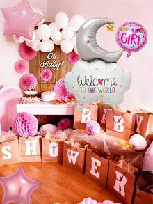 4pcs/1set - Globo de Nube y Luna para Niña, Juego de Globos de Revelación de Género de Papel de Aluminio, Globo de Nube y Luna con Globo de Estrella, Globo, Adecuado para Decoración de Fiesta de Revelación de Género, Decoración de Ambiente de Fiesta de Baby Shower para Niña, Fiesta de Cumpleaños, Accesorios para Eventos de Fiesta, Decoración de Habitación Interior y Exterior - Multicolor - Ver 8