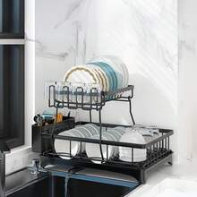 2-Tier Dish Drying Rack With Drainboard, Large Capacity Kitchen Dish Rack With Utensil Holder, Rustproof Dish Drainer For Countertop - View 6