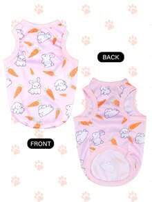 LUCKIE LABO 1pc Easter Colorful Rabbit & Carrot Print Vest, Suitable For Chihuahua Small Dogs, Flea Prevention, Shedding Reduction, Breathable Indoor/Outdoor Pet Apparel - MultiWarna - View 7