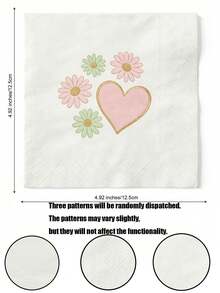 40/1 Pack 10*10 Inch Heart Pattern Napkins, Thick Absorbent Dinner Napkins, Wedding Party Napkins, Wet Wipes, Restaurant Kitchen Paper, Home Use, Valentine's Day, Back To School - Multicolor - View 11