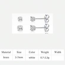 MDFUN Bộ khuyên tai đính đá Cubic Zirconia tròn trong suốt, mạ vàng trắng 18K, kiểu dáng ombre, 4 chấu, kích thước 3-7mm, không gây dị ứng, phù hợp cho cả nam và nữ. - trắng - Xem 12