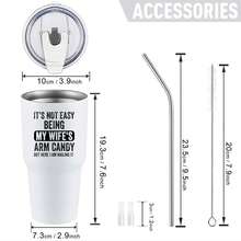 30oz Stainless Steel Tumbler Black White Options,  It's Not Easy Being My Wife's Arm Candy But Here I Am Nailing It Graphic Cups, Insulated Travel Coffee Mug With Lid And Straw , Double Wall Vacuum Reusable Travel Cups, Funny Birthday Party Gift For Women & Men - 白色 - 查看 3