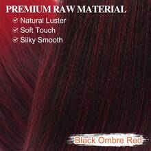 Extensiones de cabello trenzado preestiradas BARSDAR, 66, 8 paquetes de cabello trenzado largo degradado rojo preestirado para trenzas o box braids EZ, trenzas de ganchillo sintéticas Yaki que se fijan con agua caliente - T1B/Rojo - T1B/900# Negro Ombre Borgoña - Ver 4
