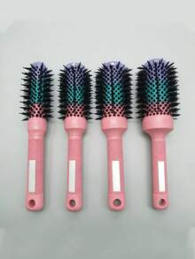 1pc Gradient Color Hair Roller Brush - Pink Handle Cylindrical Curling Comb, Eye-Catching Gradient Color Design, Non-Slip Handle For Easy Grip, 4 Sizes To Suit Different Curling Styling Needs, Essential For Hairstyling - Multicolor - View 7