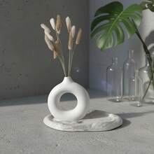 2pcs/Set DIY Resin Mold, Round Vase & Oval Tray Mold Set, Suitable For Making Epoxy Resin, Plaster, Candle, Incense, Home Decor, Wedding Decoration - Round Vase + Oval Tray - View 6