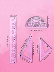 4 piezas Juego de reglas de papelería, que incluye regla flexible, regla multifunción y regla ondulada, suministros para estudiantes, bolígrafos para dibujar, suministros de aprendizaje (entrega aleatoria), esencial para la temporada de regreso a clases - Multicolor - Ver 7