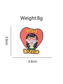 1pc Retro Cartoon Character Girl Brooch, Funny Glasses & Braces With Slogan Decor, Cartoon Animation Theme Badge, Unisex Design, Everyday Accessory & Gift - Multicolor - View 3