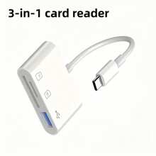 1 قطعة قارئ بطاقات 3 في 1 SD/TF/USB متوافق مع سلسلة 17/16/15، قارئ بطاقات تتبع الكاميرا متوافق مع iPhone 17/16/15 Pro Max/16/15 Pro/16/15 Plus/16/15/ S25/S24/S23/S22/S21////سلسلة الكمبيوتر المحمول - مشاهدة 3